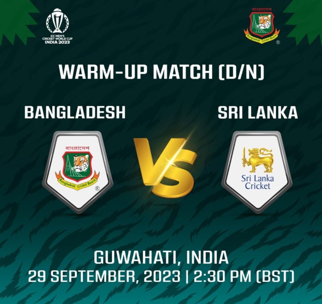 1st Warm up Game : ICC Men's Cricket World Cup 2023 : Bangladesh vs Sri Lanka : Venue and Time | H2H Record 