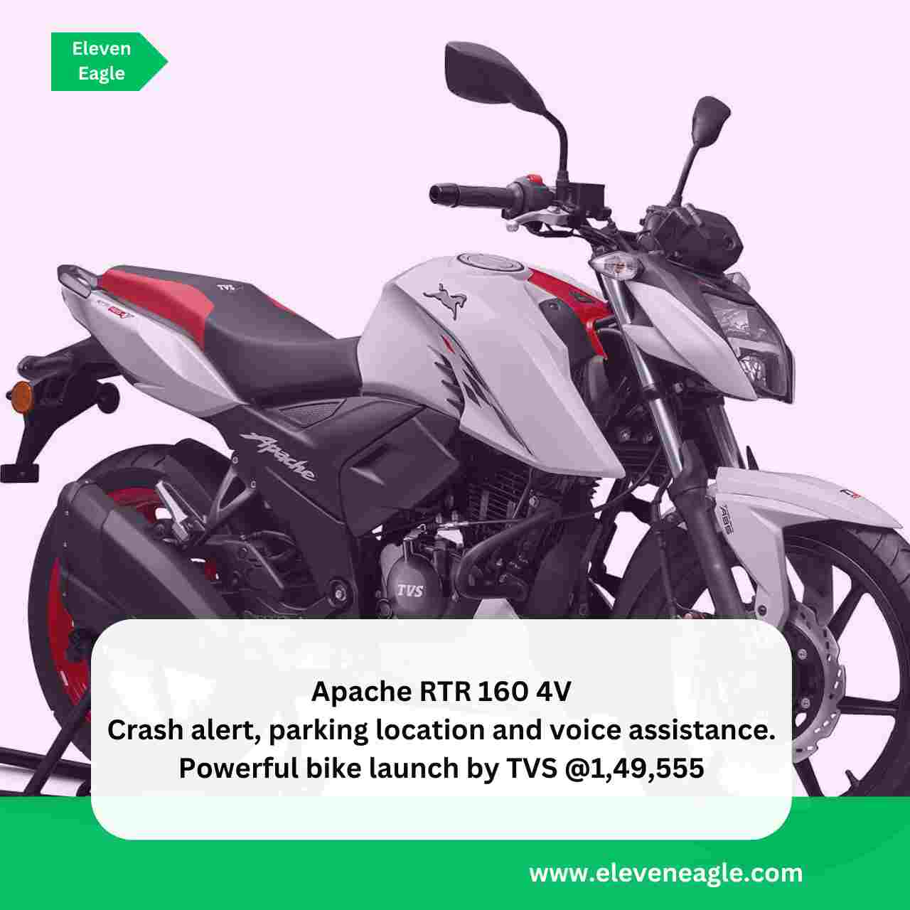 Apache RTR 160 4V : Crash alert, parking location and voice assistance. Powerful bike launch by TVS @1,49,555